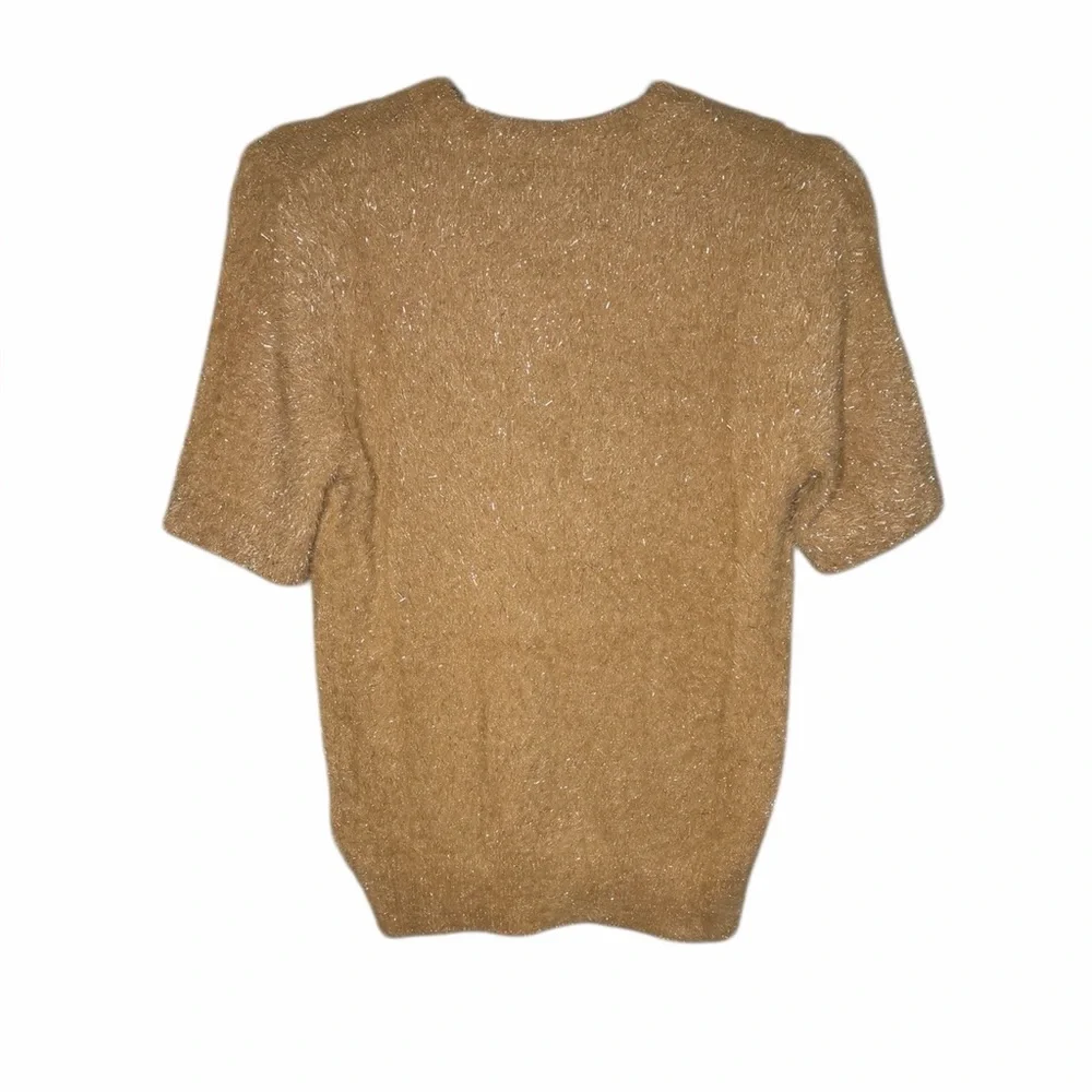 J Crew Factory Short Sleeve Tinsel Sweater in Camel Tinsel‎